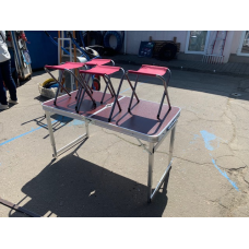 Стіл для пікніка з 4 стільцями Folding Table ПОСИЛЕНИЙ коричневий квадратні ніжки