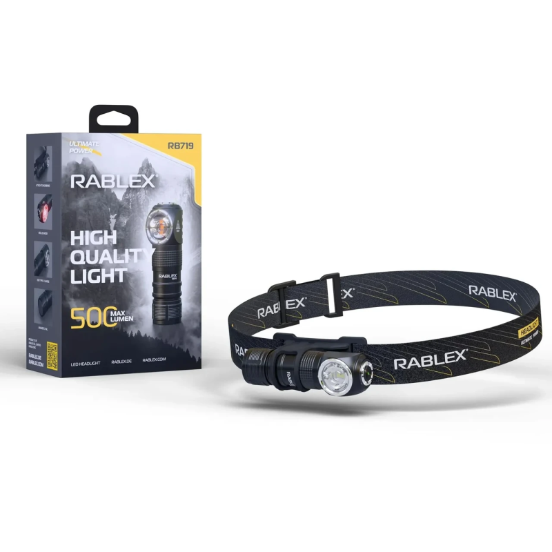 Налобний ліхтар Rablex RB719, білий + червоний, 500 lumen, акум, Type-C