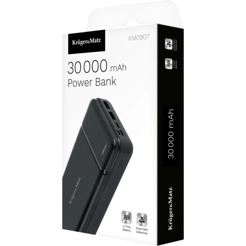 Повербанк швидкісний Kruger&Matz Li-pol 30000 мАг Black