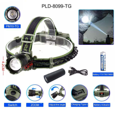Ліхтар налобний 8099 PM10-TG, 1x18650, ЗП Type-C, zoom, Box