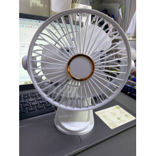 Портативний настільний поворотний USB вентилятор Multifunctional Clamp Fan F2 4078 з LED підсвічуванням та прищіпкою БІЛИЙ