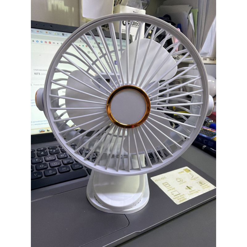 Портативний настільний поворотний USB вентилятор Multifunctional Clamp Fan F2 4078 з LED підсвічуванням та прищіпкою БІЛИЙ Портативний настільний поворотний USB вентилятор Multifunctional Clamp Fan F2 4078 з LED підсвічуванням та прищіпкою БІЛИЙ