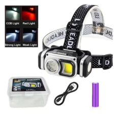 Ліхтар налобний HX-T60-5SMD+COB (white+red) (4р/магніт/1х18650/ЗП Type-C)
