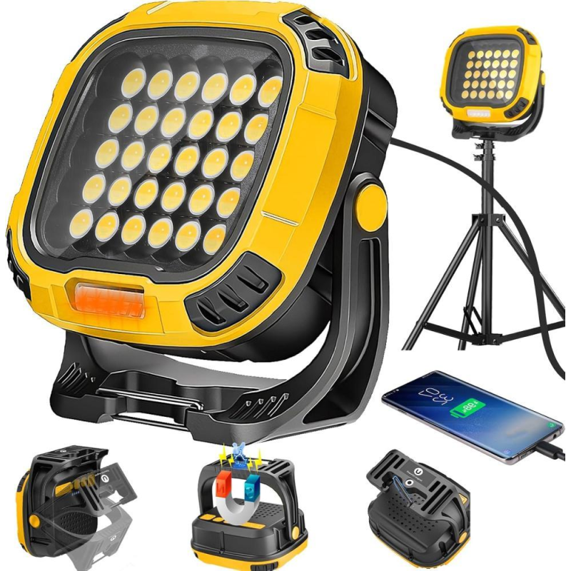 Ліхтар кемпінг W893-1-30COB(White+Yellow)+5SMD(Red), Power bank, 2x18650, ЗП Type-C, магніт, гачок