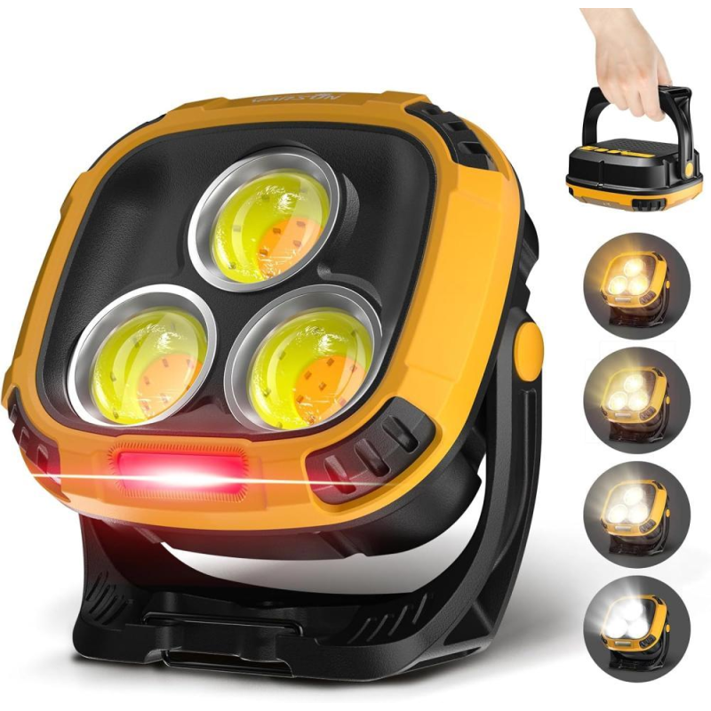 Ліхтар кемпінг W891-1-3COB(White+Yellow)+5SMD(Red), Power bank, 2x18650, ЗП Type-C, магніт, гачок