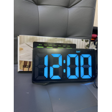 Настінний годинник від USB і батарейки, JH1825, блакитні /LED годинник/ Годинник на стіну