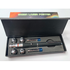 Лазерна указка з 5 насадками у футлярі Green Laser Pointer
