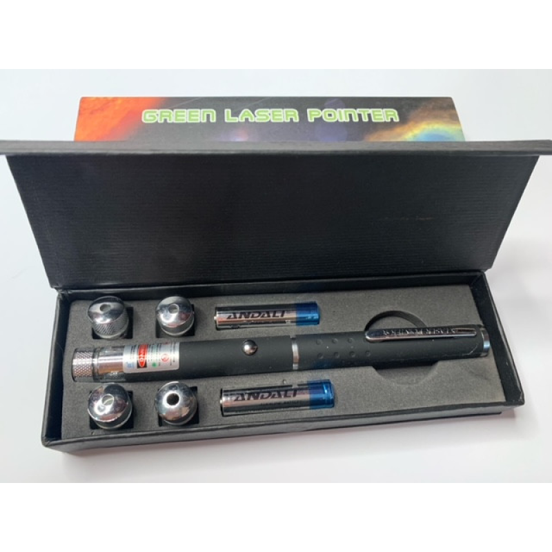 Лазерна указка з 5 насадками у футлярі Green Laser Pointer
