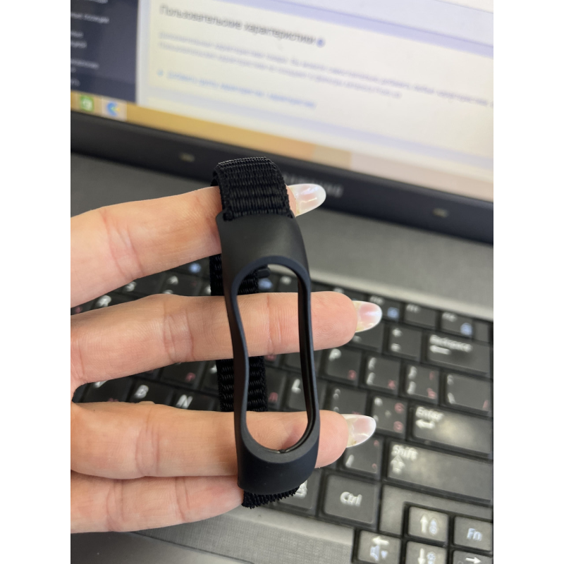 Ремінець до браслета фітнес-трекера Mi Band 3/4/5/6/7 нейлон ЧОРНИЙ