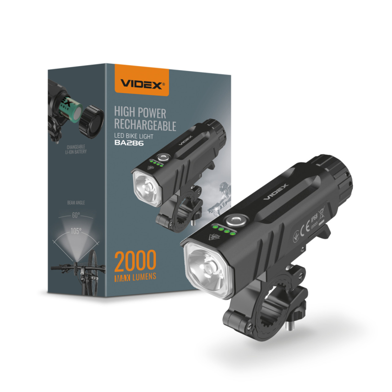 Велофара VIDEX VLF-BA286 2000Lm 5000K Велофара VIDEX VLF-BA286 2000Lm 5000K