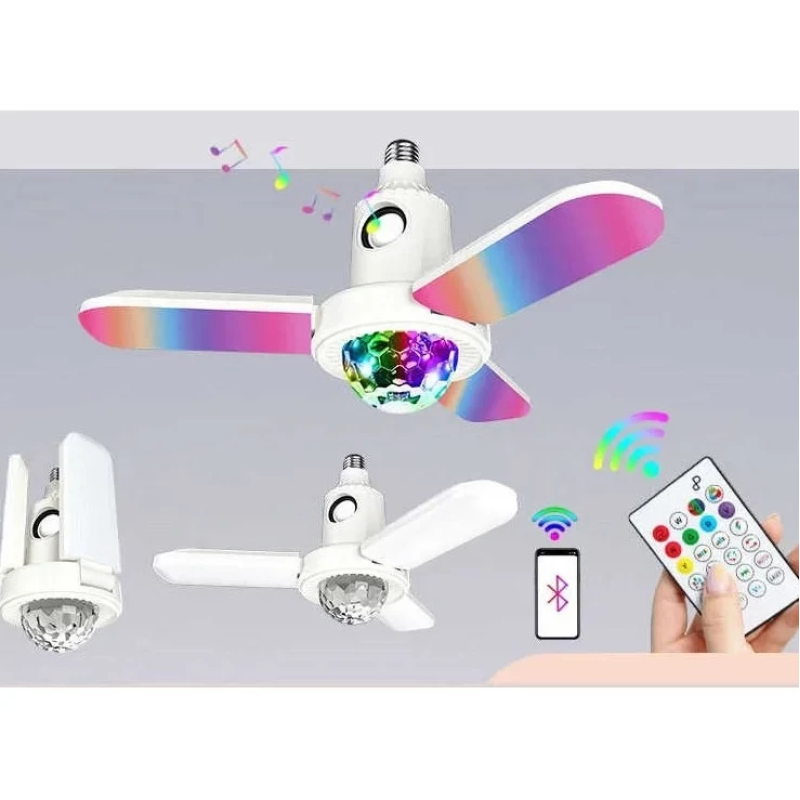 Диско лампочка, музична обертається Bluetooth лампа Led Rgb з трьома лопостями E27 Диско лампочка, музична обертається Bluetooth лампа Led Rgb з трьома лопостями E27