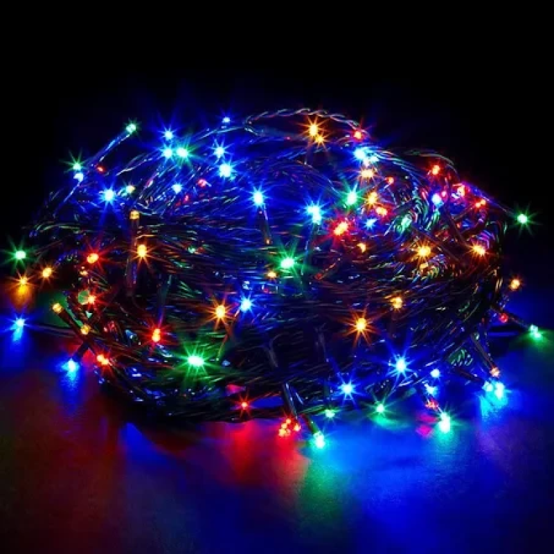 Гірлянда новорічна 300 LED колір ламп МІКС 25 м провід чорний Гірлянда новорічна 300 LED колір ламп МІКС 25 м провід чорний