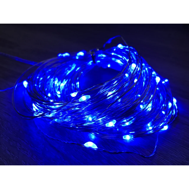 Гірлянда РОСА нитка 100 LED, 220 В, 10 метрів, блакитний колір