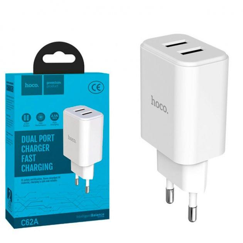 Сетевое зарядное устройство Hoco C62A 2USB 2.1A white Сетевое зарядное устройство Hoco C62A 2USB 2.1A white