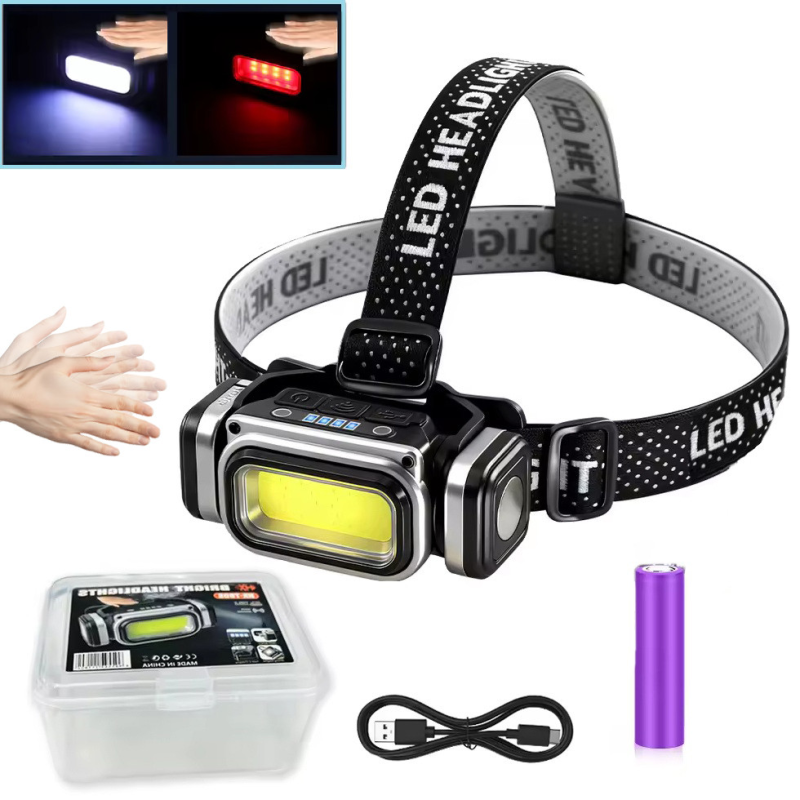 Ліхтар налобний HX-T80S-COB (White+Red), Motion Sensor, Waterproof, 1x18650, ЗП Type-C, магніт, Box Ліхтар налобний HX-T80S-COB (White+Red), Motion Sensor, Waterproof, 1x18650, ЗП Type-C, магніт, Box
