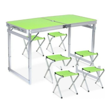 Стіл туристичний посилений із 4 стільцями Folding Table ніжки кваратні Зелений