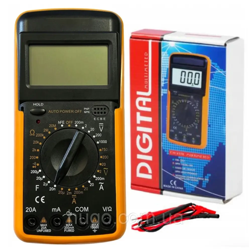Мультиметр DT DT-9208A для вимірювання: V, A, R, C, F, T (YT1695)