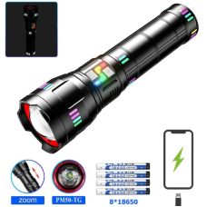 Фонарь NIGHT VISION FLUORESCENCE KEZU G02-WHITE LASER LED PM60-TG, 8x18650 3.7V, power bank, ЗУ Type-C, zoom