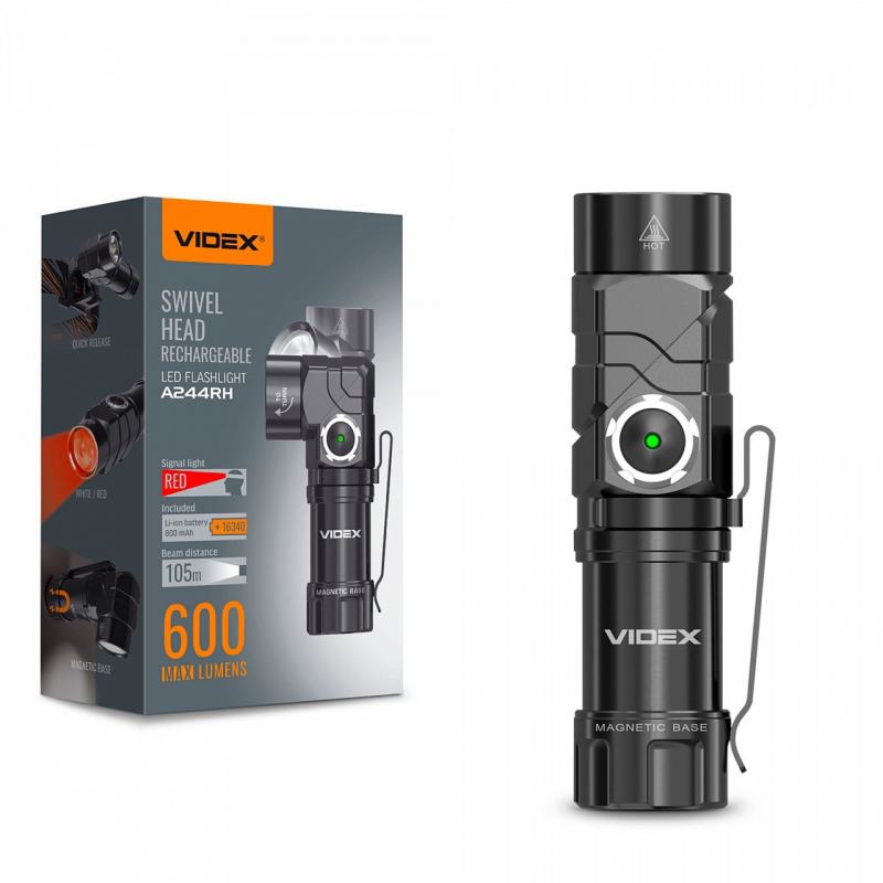 Портативний світлодіодний ліхтарик VIDEX VLF-A244RH 600 Lm 5000 K