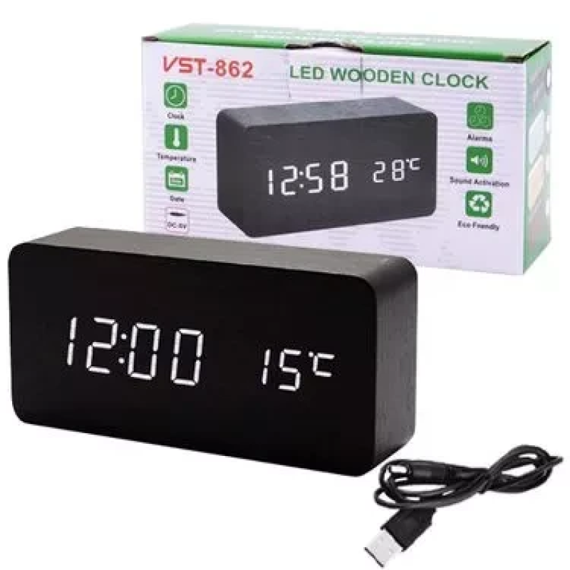 Годинник електронний VST-862-6 USB термометр, будильник, календар