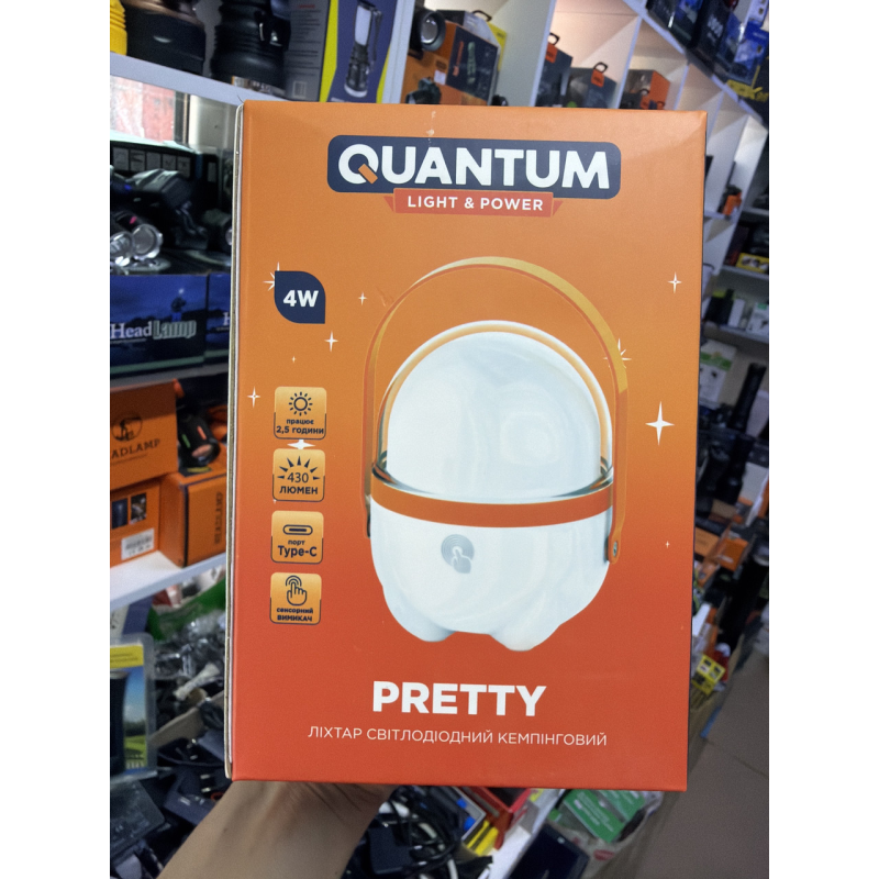 Ліхтар кемпінговий Quantum QM-FL3010 Pretty LED (регул. яскравість/сенсор/428lm/вбуд. акум./ЗП microUSB) 16см
