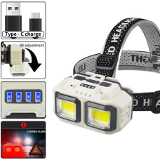 Ліхтар налобний HX-816-2COB (White+Red), Waterproof, 1x18650, ЗП Type-C, Box