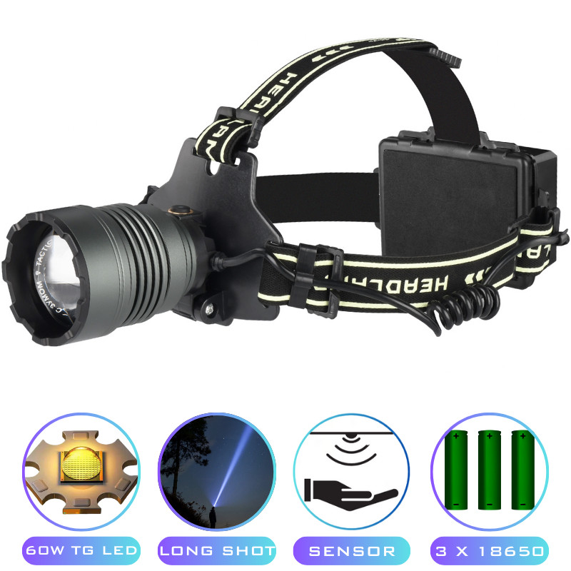 Ліхтар налобний BL-H2-TG-60W, Motion Sensor, 3x18650, Power Bank, ЗП Type-C, zoom Ліхтар налобний BL-H2-TG-60W, Motion Sensor, 3x18650, Power Bank, ЗП Type-C, zoom