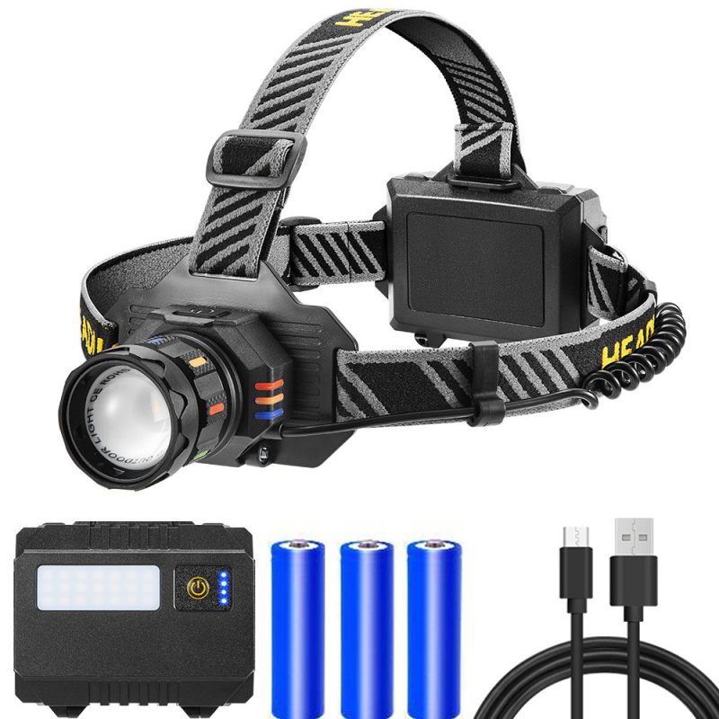 Ліхтар налобний BL-T701A-TG, 3x18650, ЗП Type-C, zoom, Box