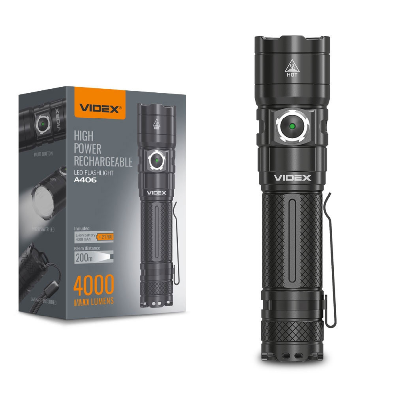 Портативний світлодіодний ліхтарик VIDEX VLF-A406 4000 Lm 6500 K