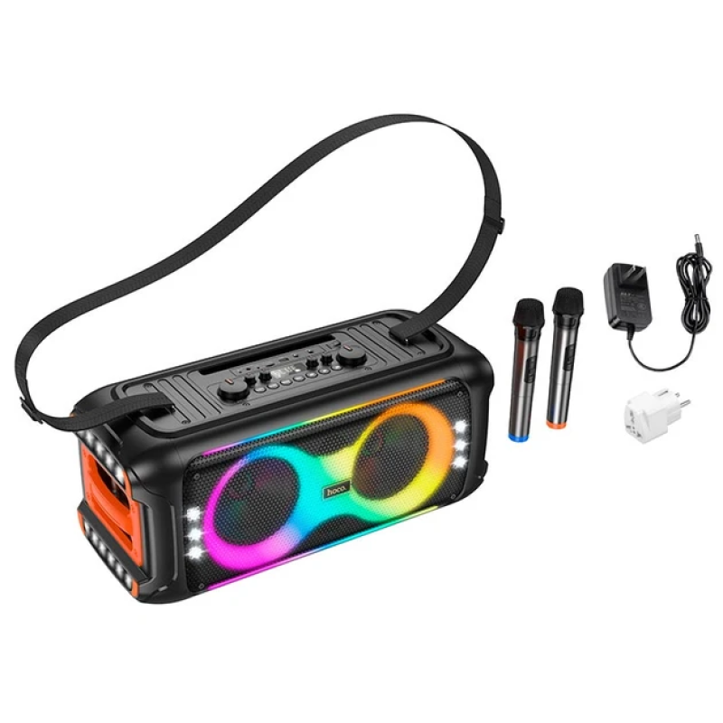 Акустика-караоке HOCO HA9 Kayman dual-mic outdoor BT speaker, BT5.4, 40W, TWS, USB, TF, 8h, black