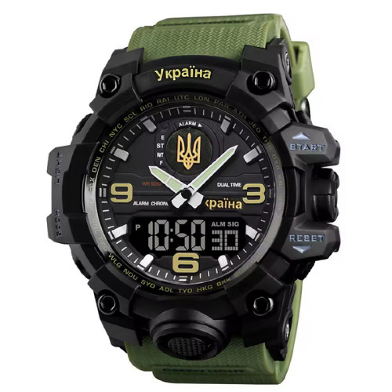 Годинник наручний 6851/1586AG SKMEI, ARMY GREEN, UKRAINE