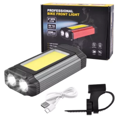 Велоліхтар (фара) 501-2XPE + COB, METAL (ЗП microUSB, вбуд. акум, 2200mAh) 10,5х5,5см