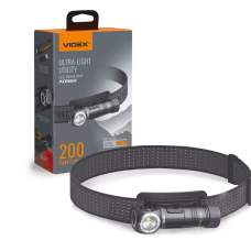 Ліхтар налобний Videx VLF-A056H-Luminus SST20+2SMD(white+red) (6р/2200mAh/200lm/5000K/Li-ion 1.5V (AA)/ЗП Type-C в акум.)