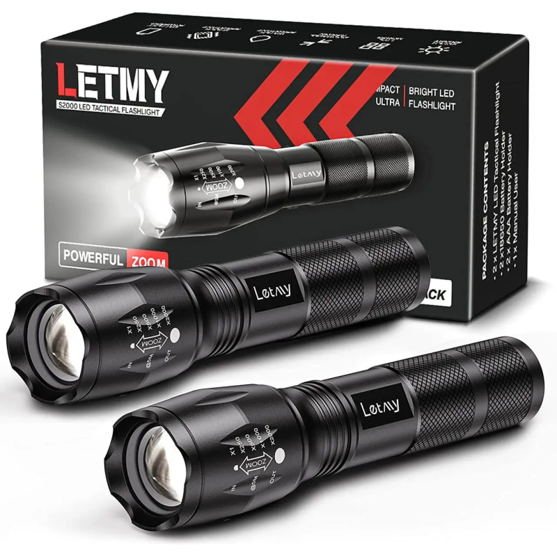 Ліхтарик ручний LETMY LED Tactical Flashlight S2000 PRO 2-Pack (Letmy-T6-2p)