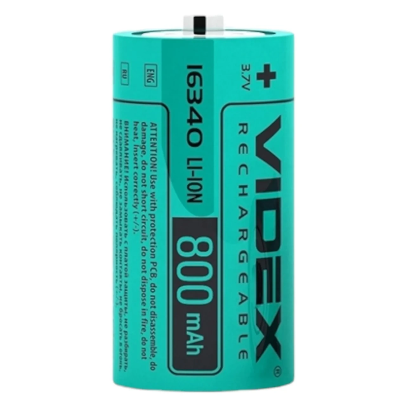 Акумулятор (Li-ion) VIDEX 16340 800 mAh 3.7 V / перезаряджувана батарейка для іграшок і ґаджетів Акумулятор (Li-ion) VIDEX 16340 800 mAh 3.7 V / перезаряджувана батарейка для іграшок і ґаджетів