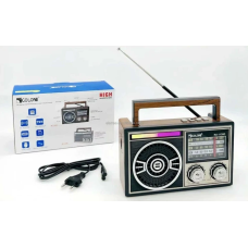 Радіо Golon RX-1139D – AM/FM/SW1-SW9, Радіоприймач Bluetooth колонка радіо, MP3 з USB/TF, акумулятор 1200 мАг Коричневий