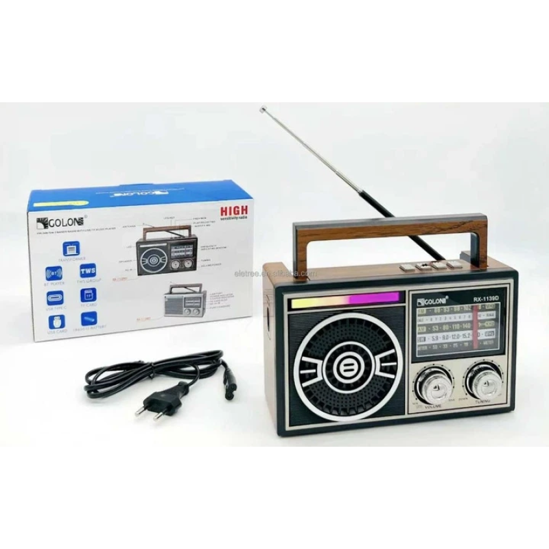 Радіо Golon RX-1139D – AM/FM/SW1-SW9, Радіоприймач Bluetooth колонка радіо, MP3 з USB/TF, акумулятор 1200 мАг Коричневий