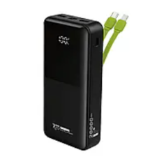 Повербанк 7Go GPW-07 20000 mAh повербанк із вбудованими кабелями для смартфона планшета кільцевої лампи — Чорний