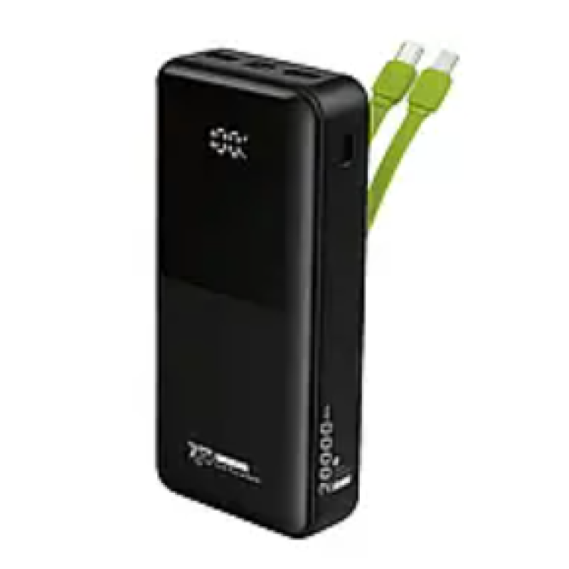 Повербанк 7Go GPW-07 20000 mAh повербанк із вбудованими кабелями для смартфона планшета кільцевої лампи — Чорний