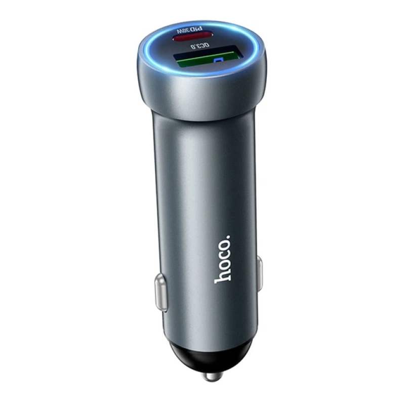 Автомобільний зарядний пристрій Hoco Z54A 1USB/1USB-C PD48W/QC3.0 Сірий