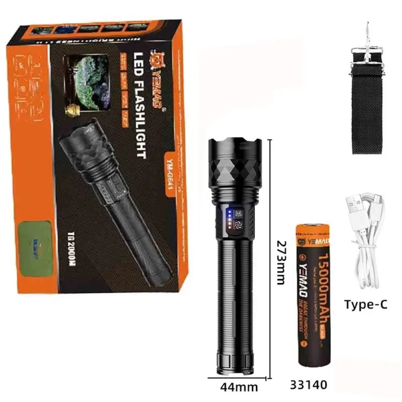 Ліхтар ручний YEMAO YM-G641 TG 60W, 1x33140, Power Bank, ЗУ Type-C, zoom, кейс Ліхтар ручний YEMAO YM-G641 TG 60W, 1x33140, Power Bank, ЗУ Type-C, zoom, кейс