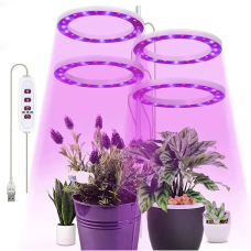 Фітолампа для рослин на 4 кільця, від USB / Світлодіодна лампа для фотосинтезу рослин / Фітосвітильник для росту рослин