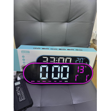 Настінний годинник з пультом (38×12см), від USB та батарейки, GH8021, рожевий / Електронний годинник / Годинник на стіну