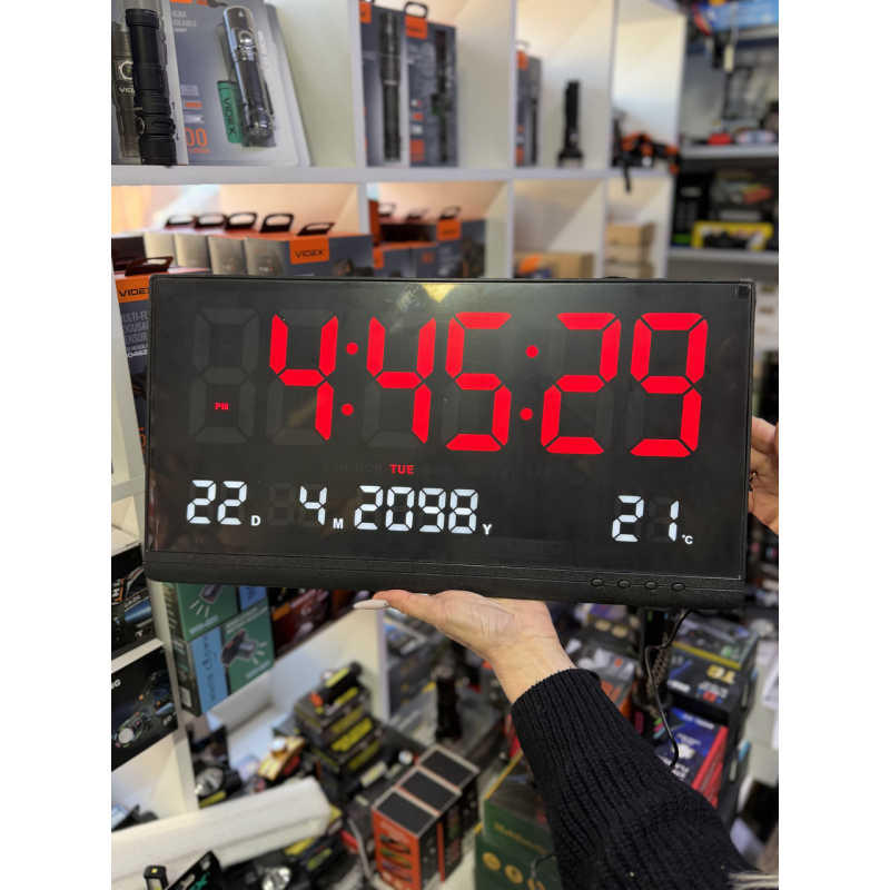 Настінний годинник (температурою, будильником), від USB і батарейки, JH8025, червоні /LED годинник/ Годинник на стіну