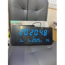 Настінний годинник (температурою, будильником), від USB і батарейки, JH3615, блакитні /LED годинник/ Годинник на стіну